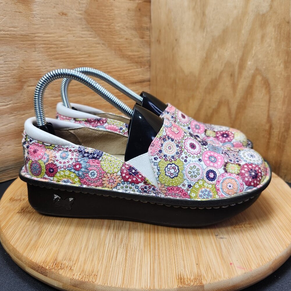 Alegria Floral Pink Multicolor Slip-On Mules